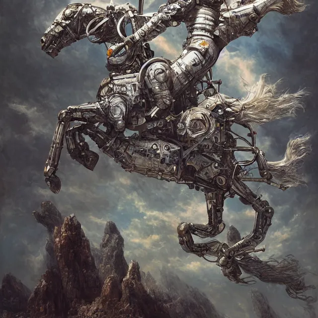 Image similar to horse on top of astronaut that on all fours, industrial sci - fi, by mandy jurgens, ernst haeckel, james jean