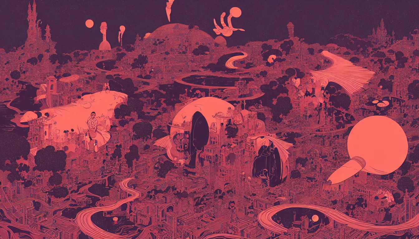 Image similar to west bengal by balmy enso, jamie hewlett, nicolas delort, moebius, victo ngai, josan gonzalez, kilian eng