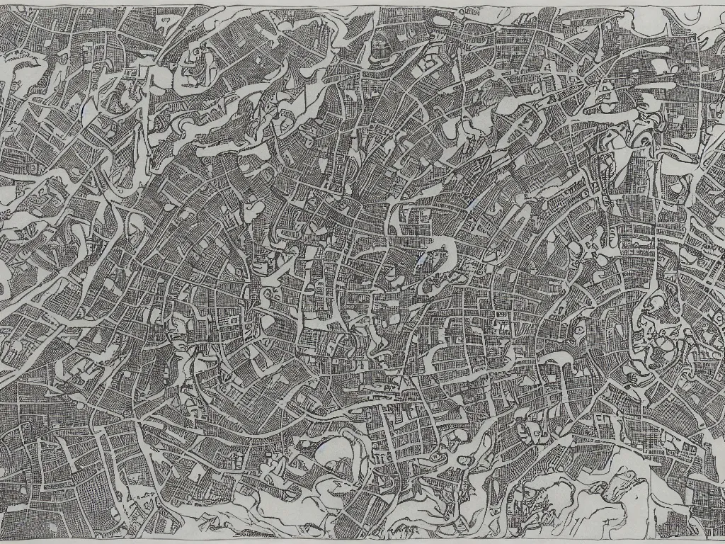 Image similar to An old god corrupted map of South Carolina, Ink drawing by Deven Rue, fine point pen