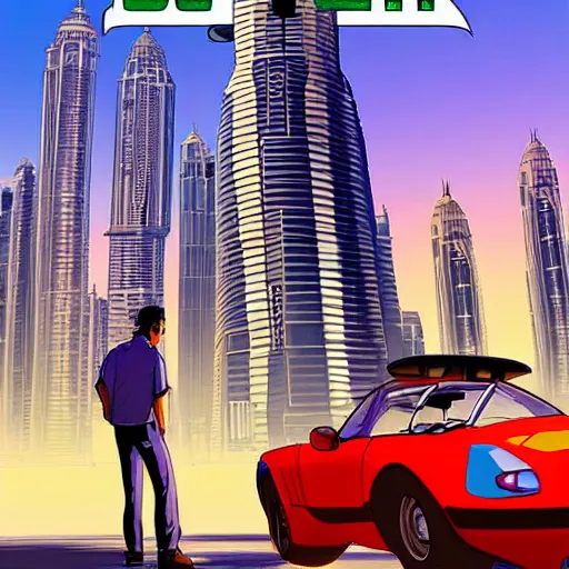 Image similar to gta : dubai by hayao miyazaki