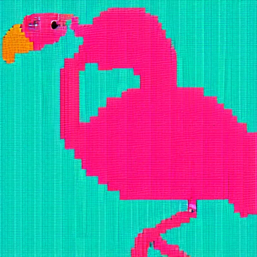 Prompt: flamingo pixel art