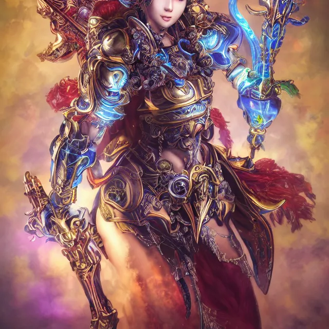 Prompt: studio portrait of lawful good colorful female divine mech paladin as absurdly beautiful, elegant, young sensual gravure idol, ultrafine hyperrealistic detailed face illustration by kim jung gi, irakli nadar, intricate linework, sharp focus, bright colors, matte, octopath traveler, final fantasy, unreal engine highly rendered, global illumination, radiant light, intricate environment