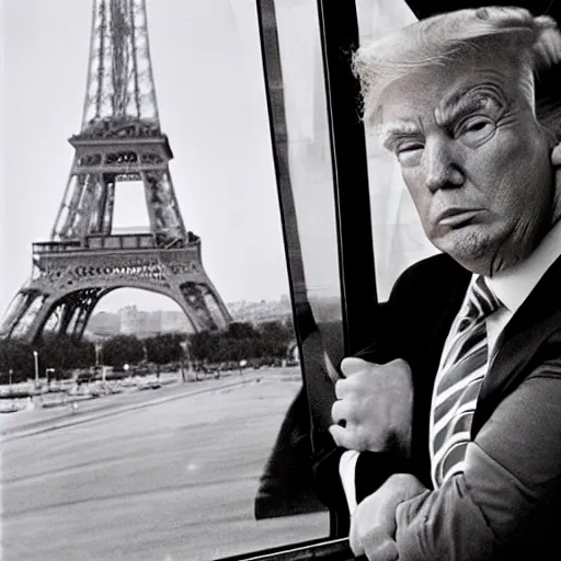 Image similar to donald trump in paris, photo by anne liebovitz