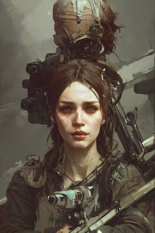 Prompt: A full portrait of a beautiful post apocalyptic commando, intricate, elegant, highly detailed, digital painting, artstation, concept art, smooth, sharp focus, illustration, art by Krenz Cushart and Artem Demura and alphonse mucha