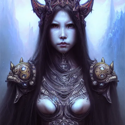 Image similar to a highly detailed long shot photo of chthonic warcraft female character by ayami kojima, beksinski, giger, intricate, digital painting, artstation, intricate, concept art, smooth, sharp focus, illustration