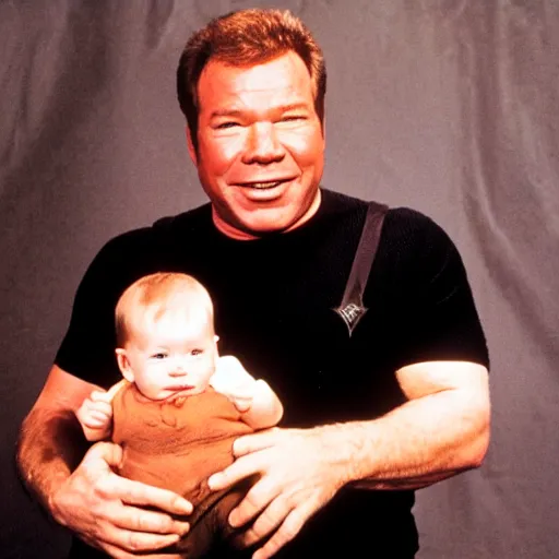 Image similar to william shatner eating a baby