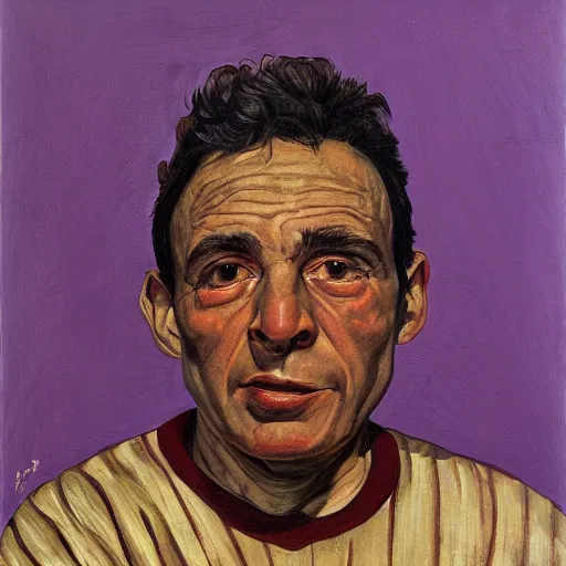 Image similar to portrait of eusebio, painting by paula rego, high detail, high resolution