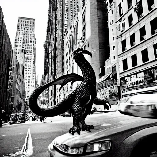 Prompt: photograph of a dragon in new york