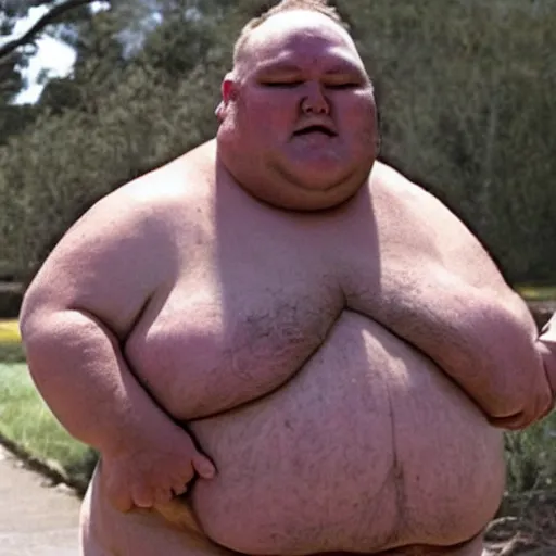 Prompt: the world's fattest man in the world.