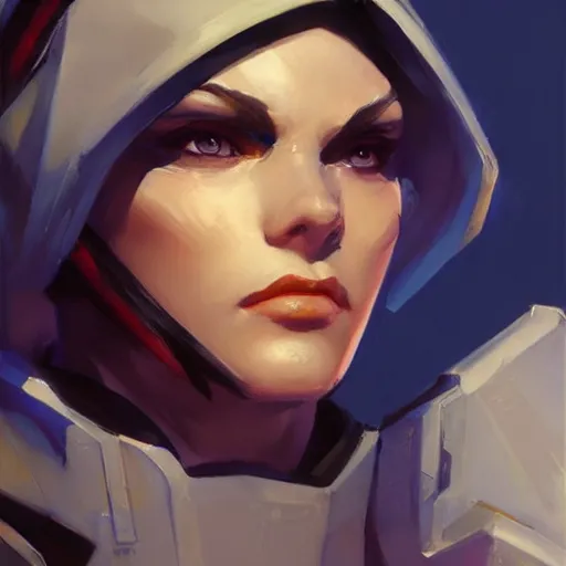 Image similar to greg manchess portrait painting of alice zuberg as overwatch character, medium shot, asymmetrical, profile picture, organic painting, sunny day, matte painting, bold shapes, hard edges, street art, trending on artstation, by huang guangjian and gil elvgren and sachin teng