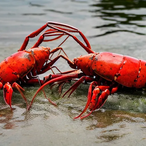 Prompt: lobster fighting