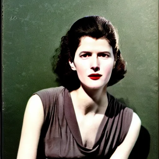 Image similar to “Irène Jacob portrait, color vintage magazine illustration 1950”