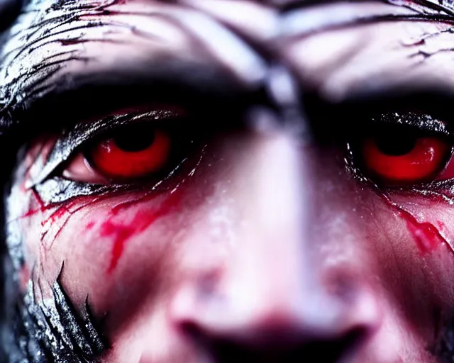 Image similar to extreme close - up eyes crying tears made of ice justin sun as night king in game of thrones, stunning tears made of ice, crimson - black bee army behind, 4 k, epic, cinematic, focus, movie still, fantasy, extreme detail, atmospheric, dark colour, sharp focus