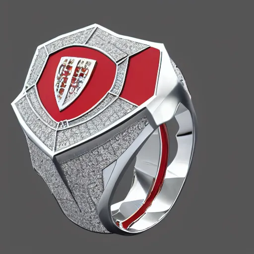 Image similar to SL Benfica championship ring, diamonds, rubys, smooth lighthing, ultradetailed, 4k, trending on artstation, devianart and cgsociety, concept art