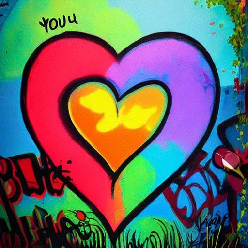 Prompt: beautiful painting of'i love you'graffiti