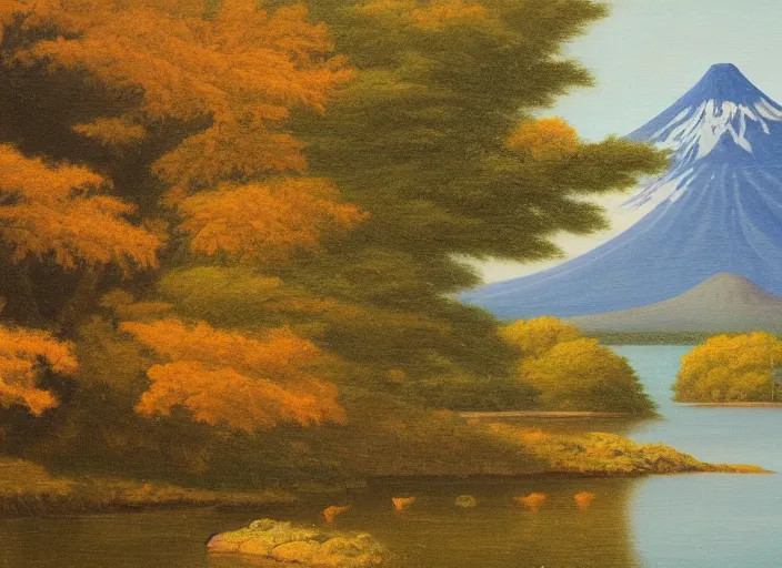 Image similar to hokkaido, japan in the style of hudson river school of art, oil on canvas