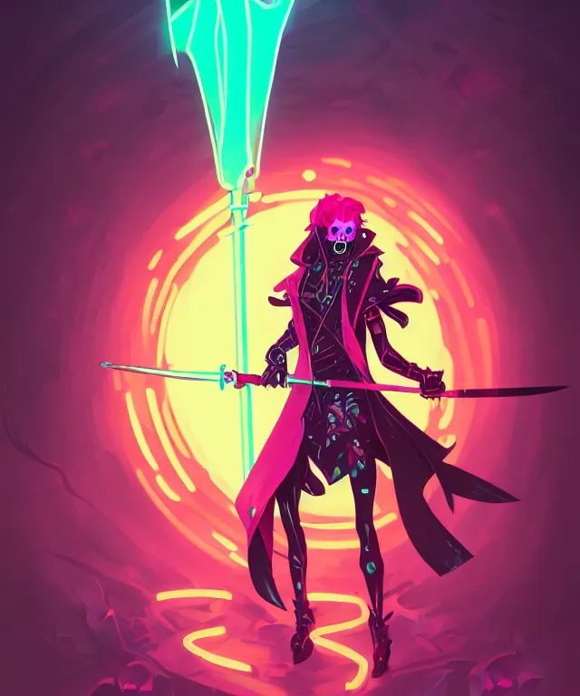 Image similar to a portrait of a neon grimm reaper holding a single scythe, fantasy, elegant, digital painting, artstation, concept art, matte, sharp focus, illustration, art by josan gonzalez