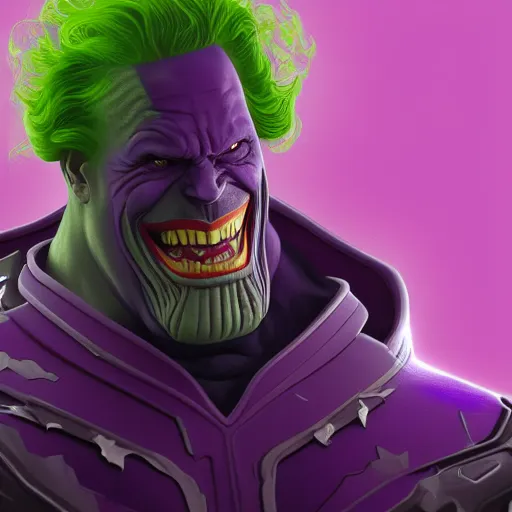 Image similar to Thanos is The Joker, hyperdetailed, artstation, cgsociety, 8k