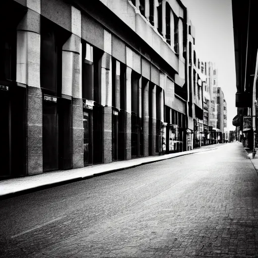 Prompt: beautiful fuzzy liminal photograph of an empty road in a shopping district, end of the road