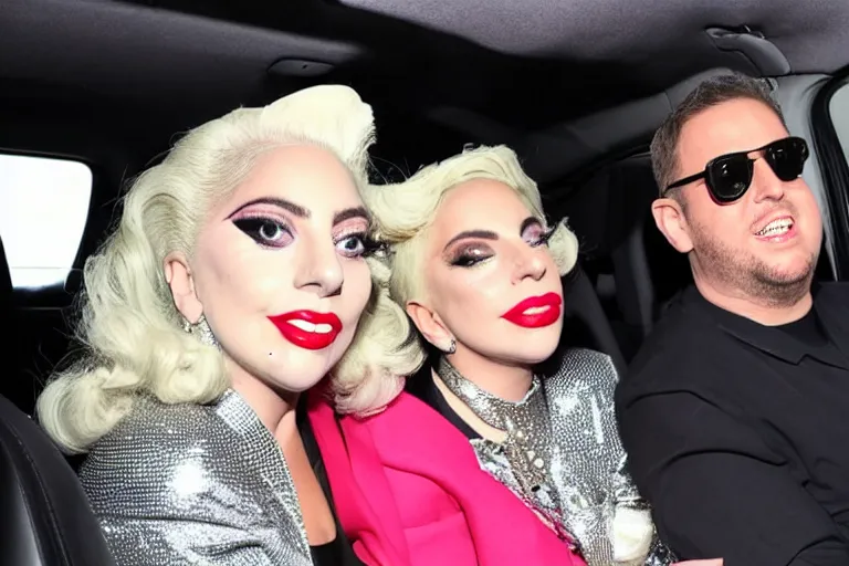 Image similar to lady gaga and judy garland carpool karaoke