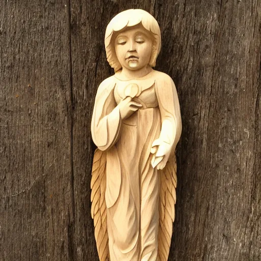 Image similar to woodcarving of an angel