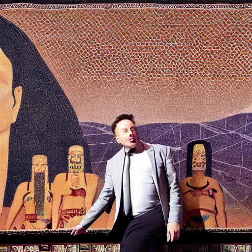 Image similar to elon musk as sumerian mural