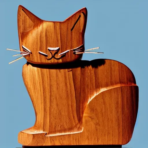 Image similar to wooden statue of a cat on bread