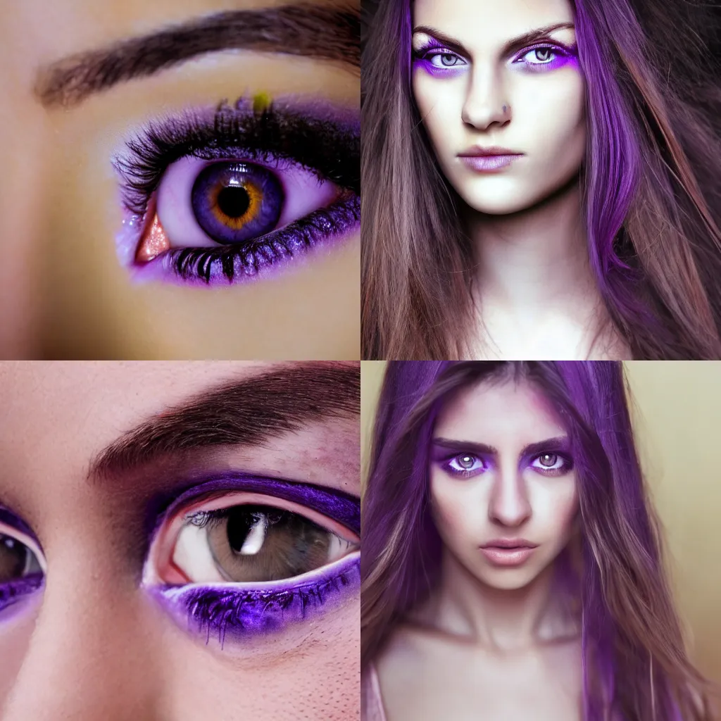 A Beautiful Human Female With Purple Eyes Portrait Stable Diffusion 