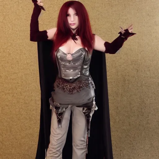 Prompt: full body photo of a female vampire warrior