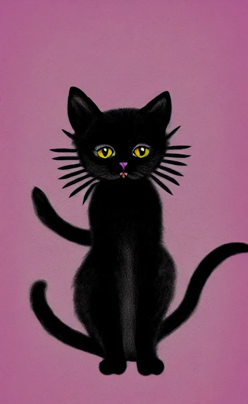 Prompt: goth kitten illustration