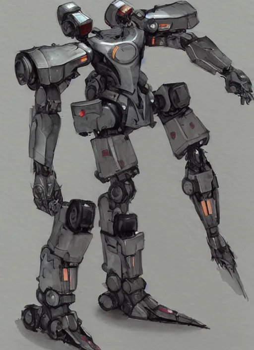 Image similar to concept art of a mech robot, pinterest, artstation trending, behance, watercolor, by coby whitmore *, silver, laser light *,