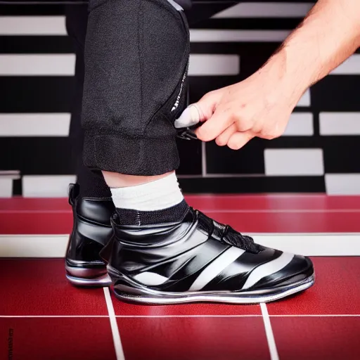 Prompt: full view of sport shoes for chess player, product photo, studio lighting, highly detailed