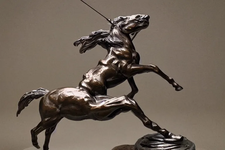 Image similar to sagittarius astrological sign sculpture in bronze by stanisław szukalsk, detailed, 3 d, 8 k