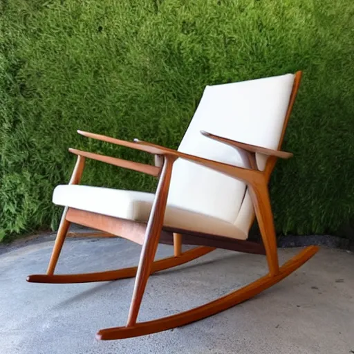 Image similar to a beautiful modern light wood rocking chair | detailed furniture | handmade minimalistic chair / dining chair / modern / mid century modern / hardwood / lounge