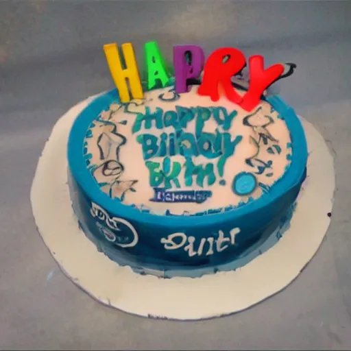 Image similar to ' happy birthday'written on a cake, photorealism