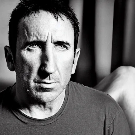 Prompt: Trent Reznor singer songwriter NIN, Rolling Stone cover, ultrafine detail, private press, associated press photo, angelic photograph, masterpiece