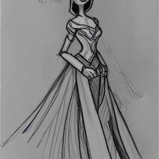 Image similar to milt kahl sketch of victoria justice as princess padme from star wars episode 3