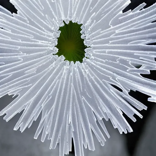 Prompt: of intricate and detailed frozen flower, symmetrical, by yoichi hatakenaka