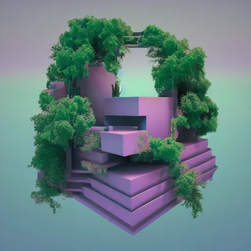 Image similar to Surreal geometric vaporwave 3d rendering trending on artstation