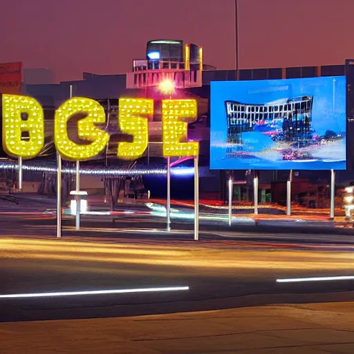 Image similar to futuristic ndebele city, night street scene, highly detailed, digital ndebele billboards