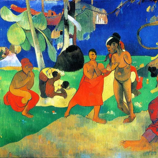 Image similar to the 1 2 days of christmas, expressionistic painting, extreme detail, by paul gauguin