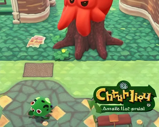 Prompt: cthulhu in animal crossing