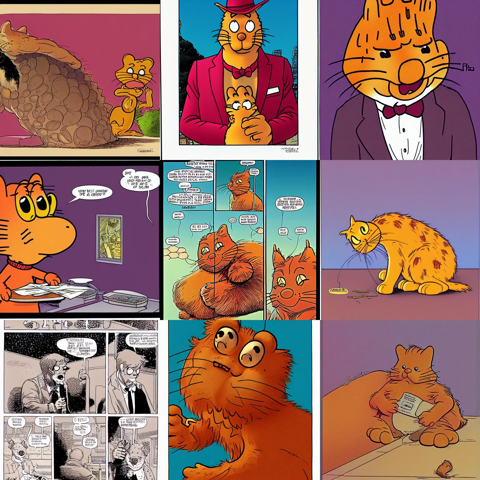 Prompt: garfield by moebius