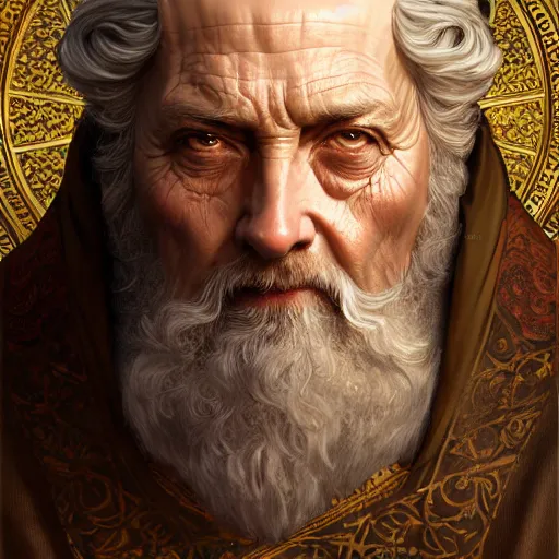 Image similar to ultra realistic illustration of a medieval old king, intricate, elegant, highly detailed, digital painting, artstation, concept art, smooth, sharp focus, illustration, art by artgerm and greg rutkowski and alphonse mucha