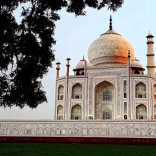Prompt: A photograph of the Taj Mahal made of cheese