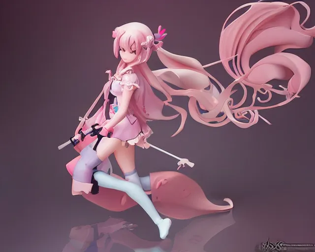 Image similar to ArtStation isolated magical girl vinyl figure, figure photography, romantic undertones, anime stylized, high detail, ethereal lighting - H 640