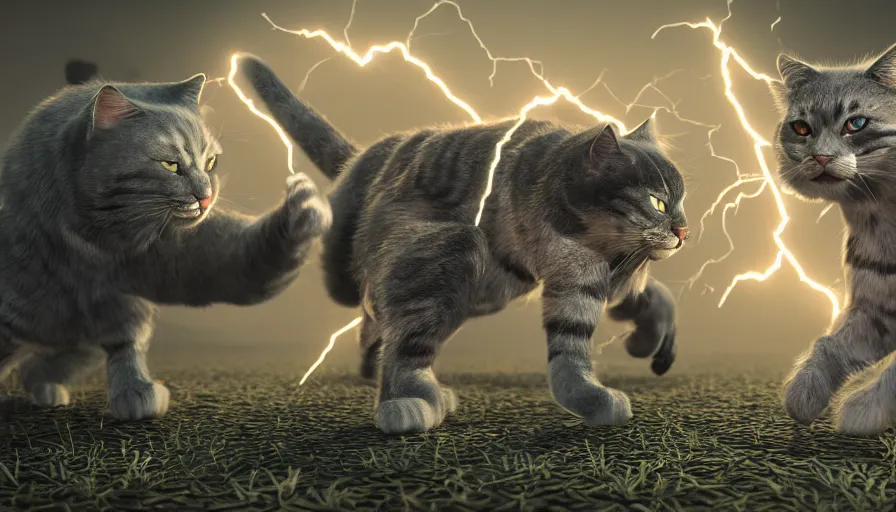 Prompt: epic battle of cats by Peleng, 3d render, octane rendered, highly detailed, cinematic lightning, rendered by maya and houdini, highly detailed, unreal engine, Trending on Artstation, octane render, 4k, 8k, HD