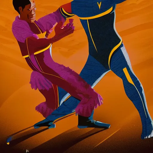 Prompt: a picture of tuvok hitting neelix from star trek with a backbreaker, star trek, intricate, highly detailed, digital painting, artstation, concept art, 4 k