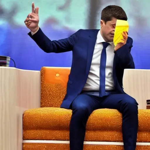 Image similar to zelensky is vomiting