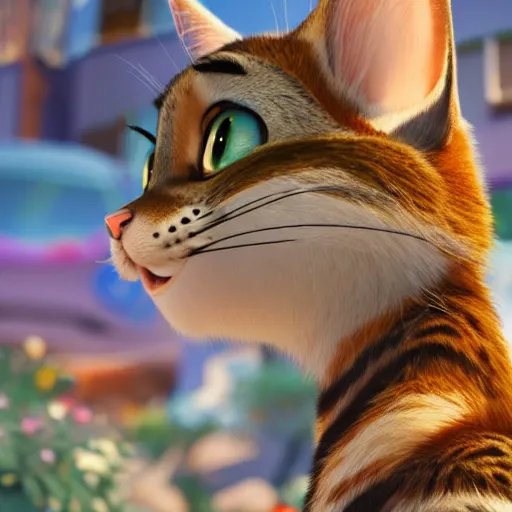 Image similar to a portrait of a girl tabby cat in zootopia (2016)